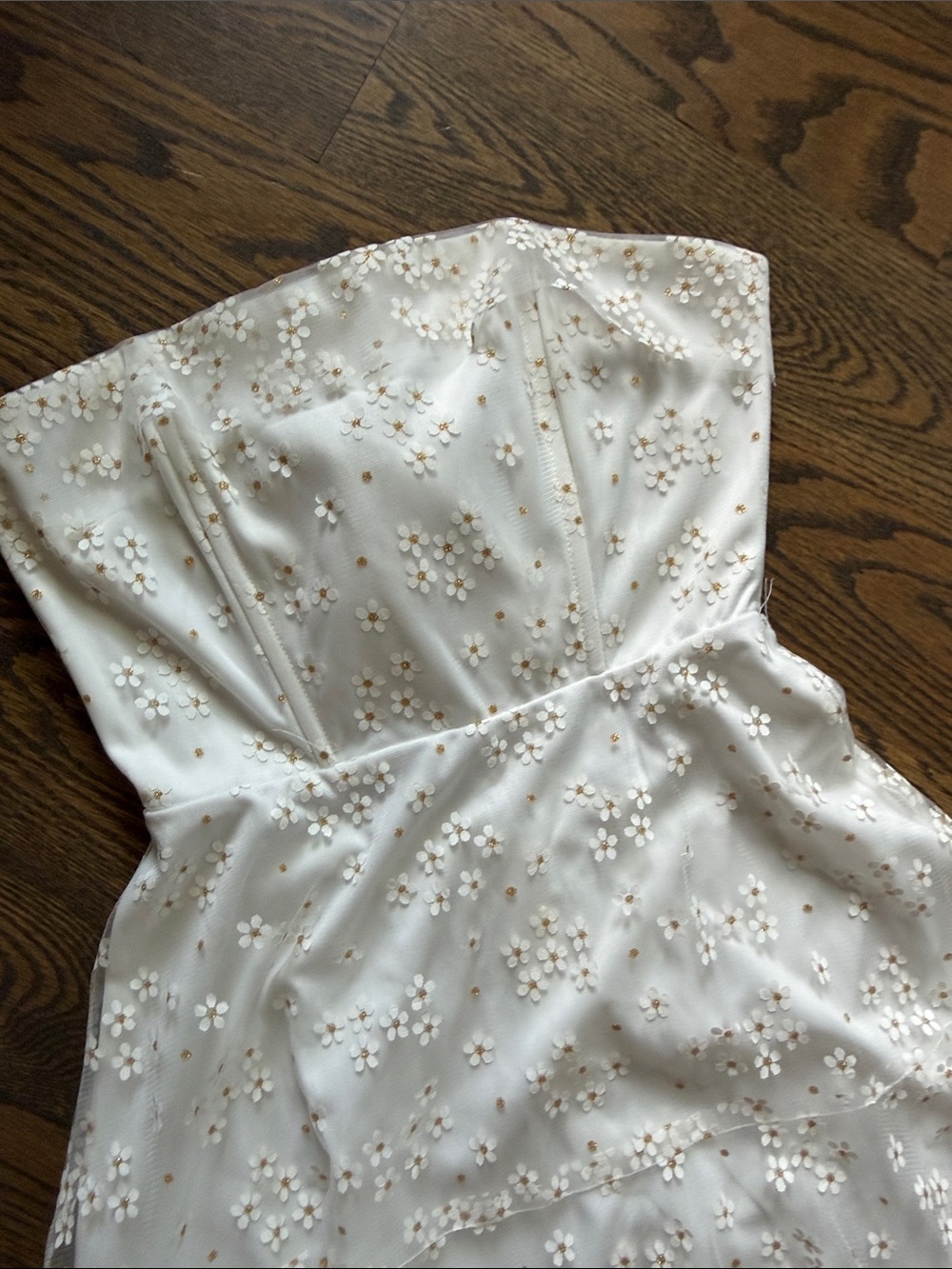 Lucy in the Sky Strapless White Floral Mini Dress - Picture 2 of 4